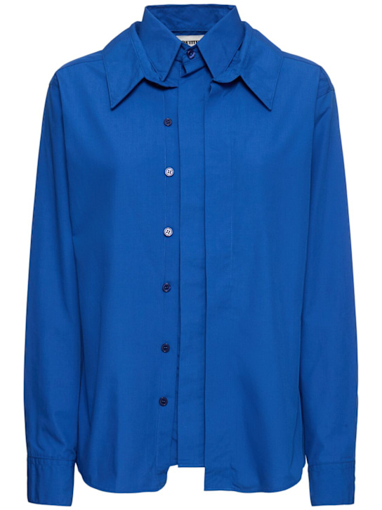 BETTTER: Chemise en popeline à double structure - Bleu Marine - women_0 | Luisa Via Roma