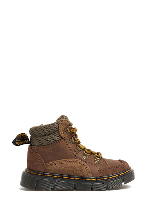 Dr.Martens: Raffe Panel leather ankle boots - Brown - kids-boys_0 | Luisa Via Roma