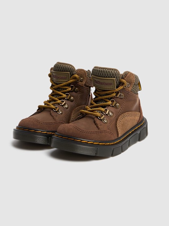 Dr.Martens: Raffe Panel leather ankle boots - Brown - kids-boys_1 | Luisa Via Roma