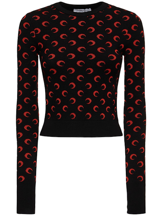 Marine Serre: Moon ジャカードニットスリムセーター - women_0 | Luisa Via Roma