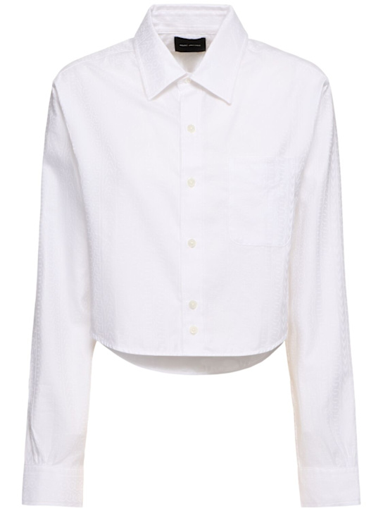 Marc Jacobs: Camicia cropped in popeline di cotone monogram - women_0 | Luisa Via Roma