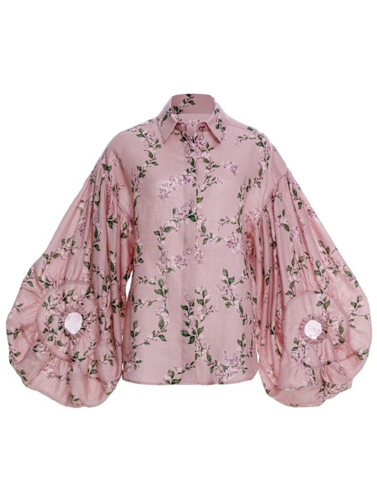 Agua By Agua Bendita: Agar printed linen shirt - women_0 | Luisa Via Roma