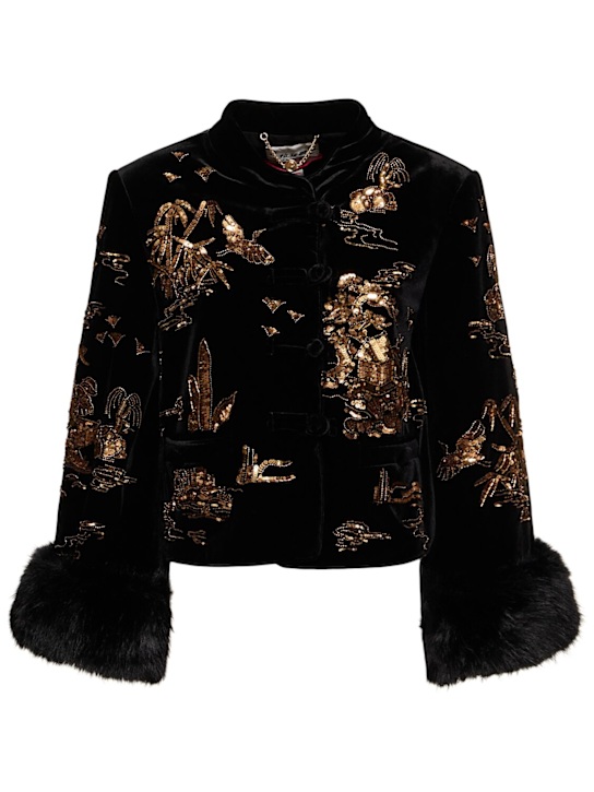 Le Fame: Embroidered velvet jacket - women_0 | Luisa Via Roma
