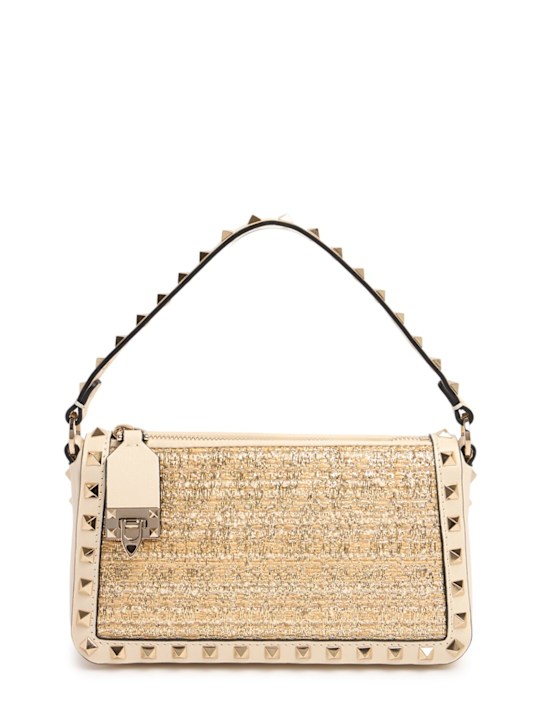 Valentino Garavani: Small rockstud shoulder bag - White/Gold - women_0 | Luisa Via Roma