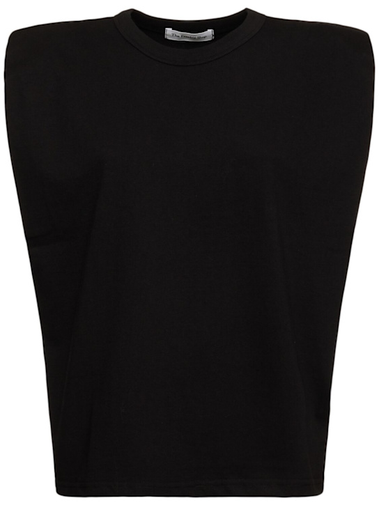 The Frankie Shop: Eva cotton t-shirt w/ padded shoulders - women_0 | Luisa Via Roma