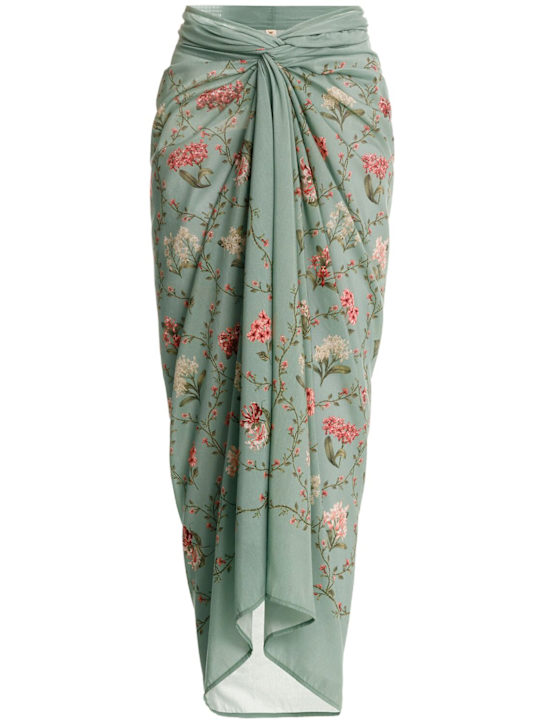 Agua By Agua Bendita: Lavanda cotton & silk pareo skirt - women_0 | Luisa Via Roma