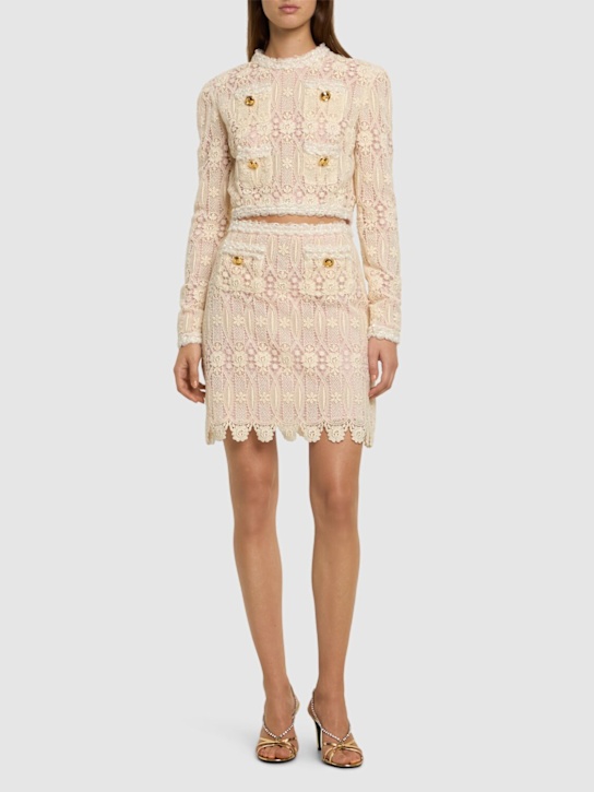 Giambattista Valli: Embroidered macramé l/s crop top - women_1 | Luisa Via Roma