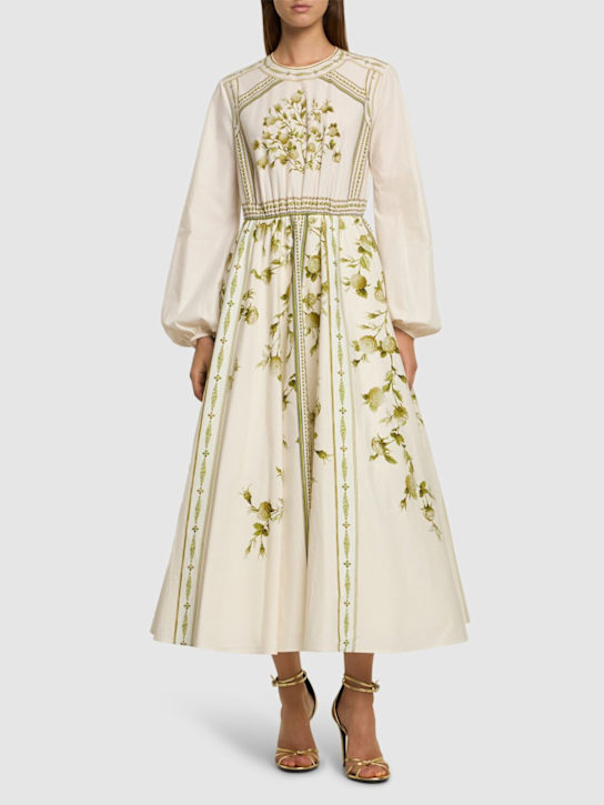 Giambattista Valli: Printed poplin long sleeve midi dress - women_1 | Luisa Via Roma
