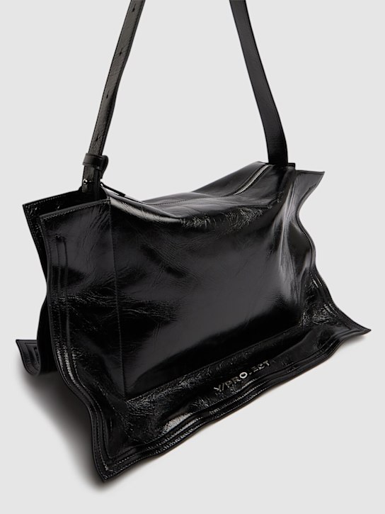 Y/PROJECT: Wire Cabas leather shoulder bag - Shiny Black - women_1 | Luisa Via Roma