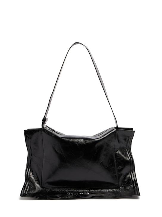 Y/PROJECT: Wire Cabas leather shoulder bag - Shiny Black - women_0 | Luisa Via Roma