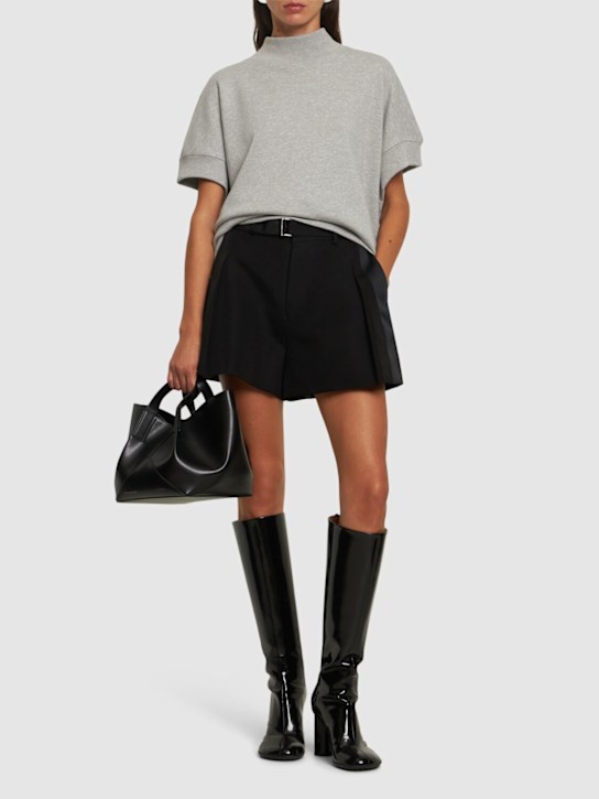 Sacai: Double-faced silk & cotton shorts - Black - women_1 | Luisa Via Roma