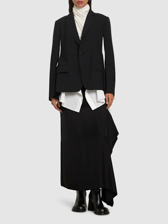 Sacai: Suiting & cotton poplin blazer - Black/White - women_1 | Luisa Via Roma