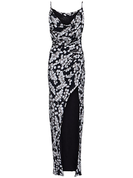 Balmain: Printed viscose cowl neck long dress - women_0 | Luisa Via Roma