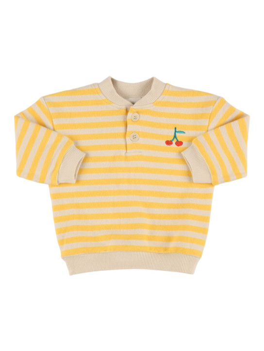 Bobo Choses: Pull-over en coton biologique mélangé à rayures - kids-girls_0 | Luisa Via Roma