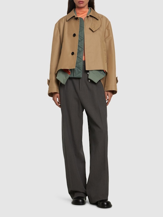 Sacai: Cotton gabardine & nylon twill jacket - Beige - women_1 | Luisa Via Roma