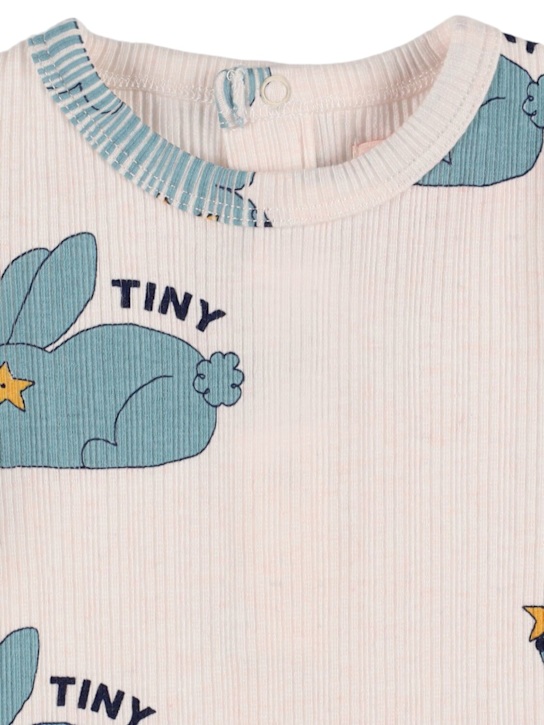 Tiny Cottons: Rabbit print cotton blend knit bodysuit - kids-boys_1 | Luisa Via Roma