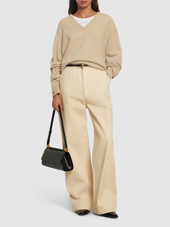 Jil Sander: Jean ample en denim de coton taille haute - women_1 | Luisa Via Roma