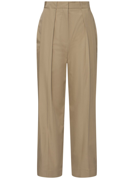 Balmain: Pleated gabardine straight pants - women_0 | Luisa Via Roma