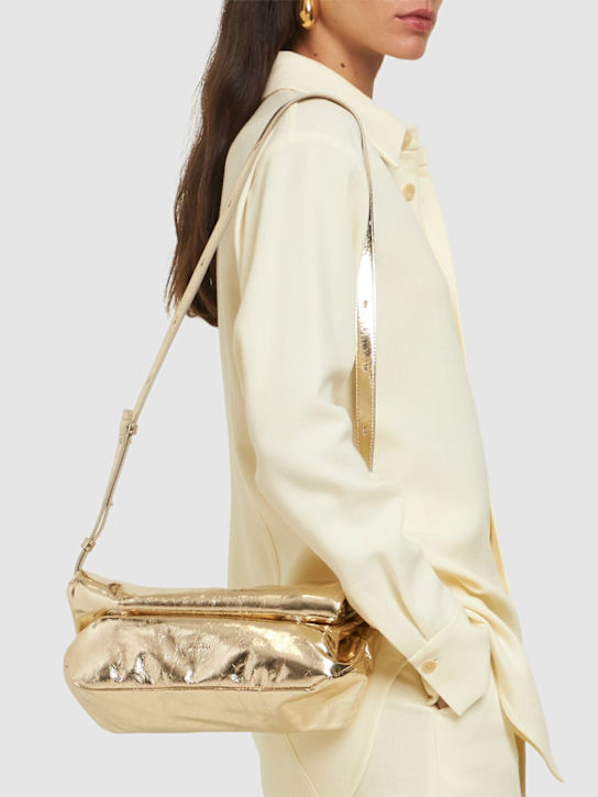 Jil Sander: Small Rollup metallic leather bag - women_1 | Luisa Via Roma