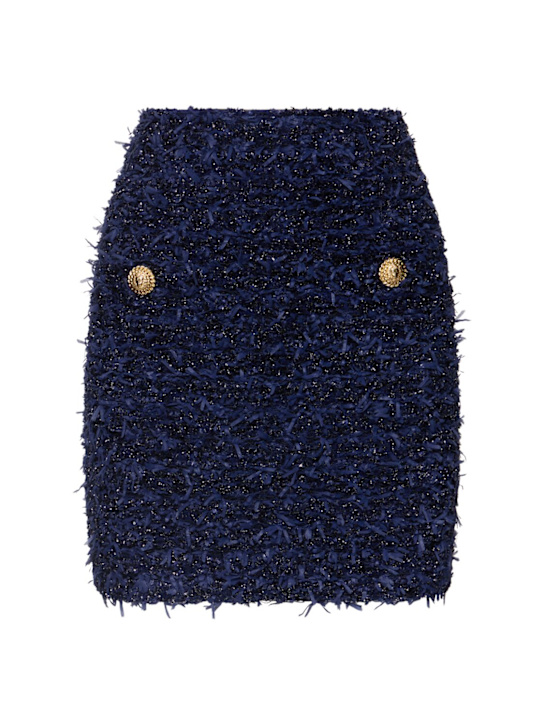 Balmain: Tweed mini skirt - women_0 | Luisa Via Roma