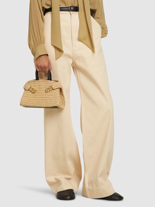 Ferragamo: Mini Hug raffia effect top handle bag - women_1 | Luisa Via Roma