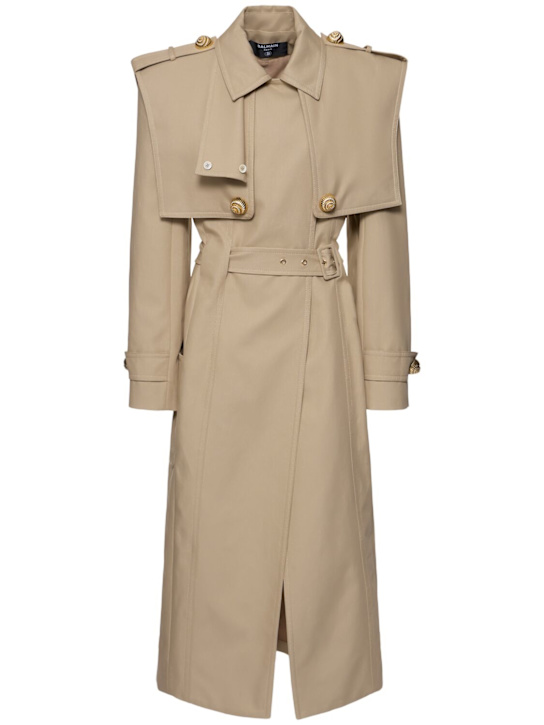 Balmain: Tailored cotton gabardine trench coat - women_0 | Luisa Via Roma