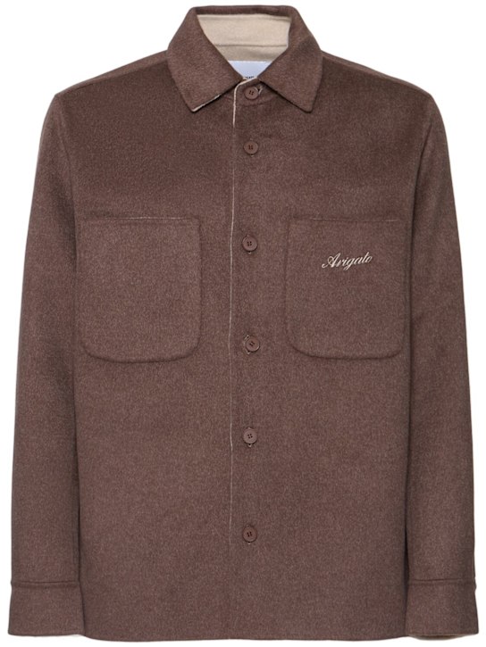 Axel Arigato: Index wool blend overshirt - Brown - men_0 | Luisa Via Roma