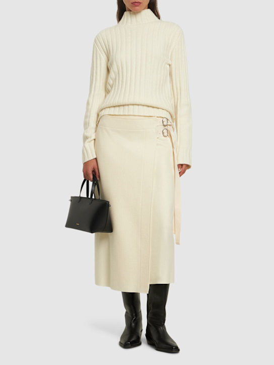 Jil Sander: Wrapped A-line wool midi skirt - women_1 | Luisa Via Roma