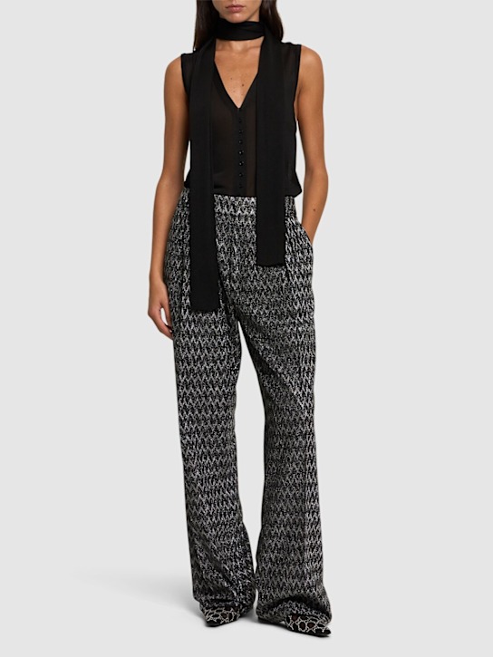 Missoni: Chevron lurex high waisted pants - Black/Silver - women_1 | Luisa Via Roma