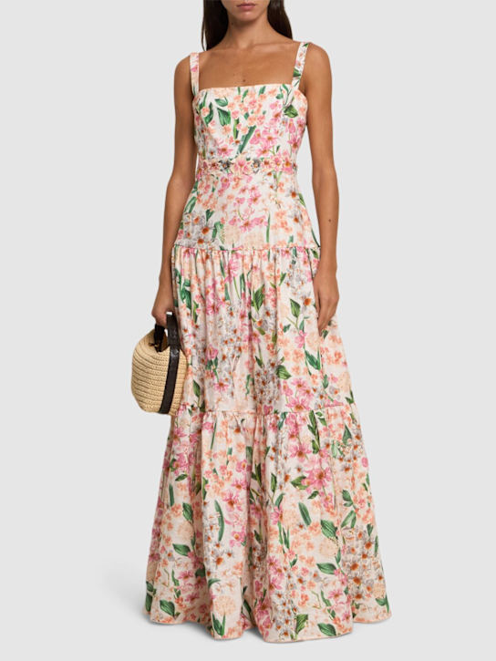 Agua By Agua Bendita: Lima floral print linen long dress - women_1 | Luisa Via Roma