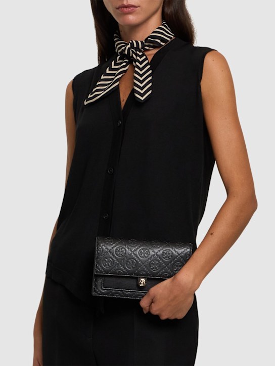 Tory Burch: T Monogram leather wallet w/ chain - women_1 | Luisa Via Roma