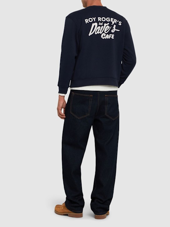 Roy Roger's: Café print crewneck sweater - Navy - men_1 | Luisa Via Roma