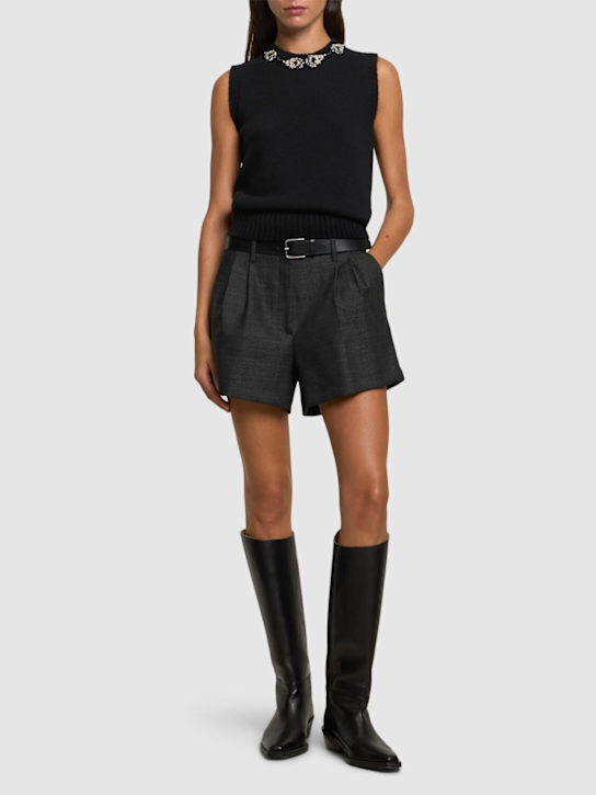 Giambattista Valli: Embellished sleeveless wool knit top - Black - women_1 | Luisa Via Roma