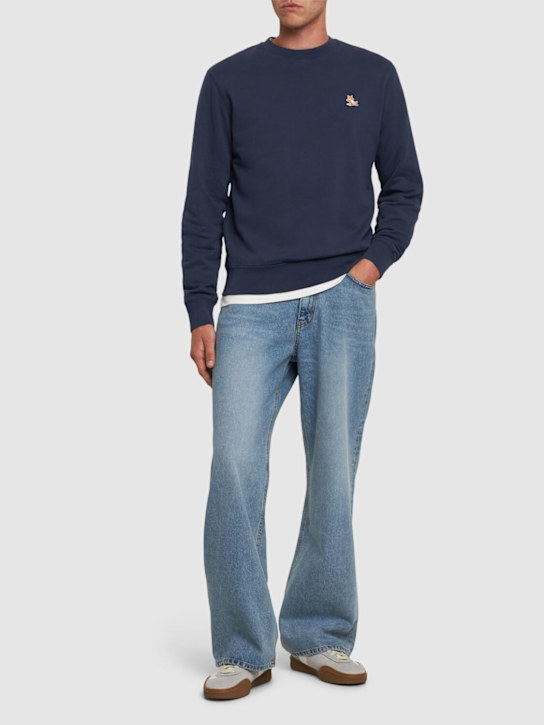 Maison Kitsuné: Chillax patch regular sweatshirt - Eclipse Blue - men_1 | Luisa Via Roma