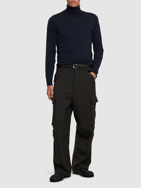 John Smedley: Cherwell high neck knit sweater - Blue - men_1 | Luisa Via Roma