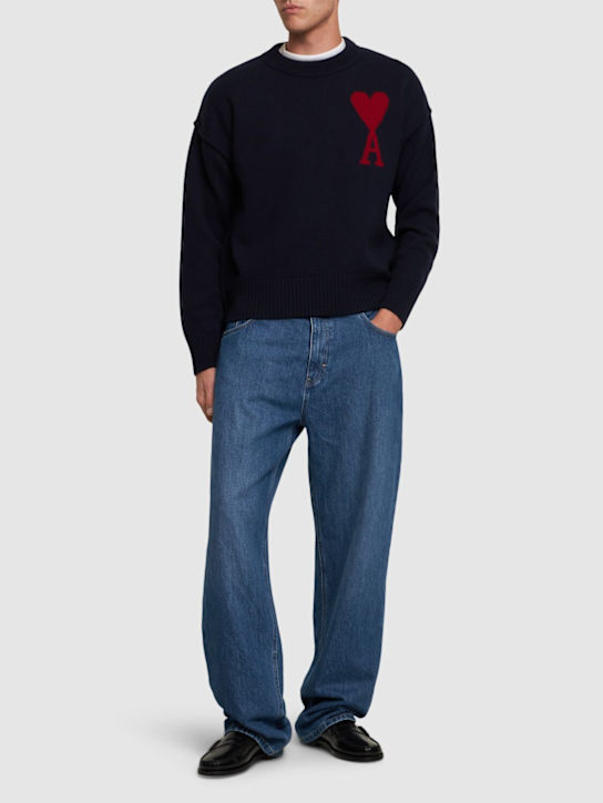 AMI Paris: Adc virgin wool crewneck sweater - men_1 | Luisa Via Roma