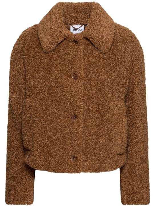 ASPESI: Zowi buttoned teddy short coat - women_0 | Luisa Via Roma