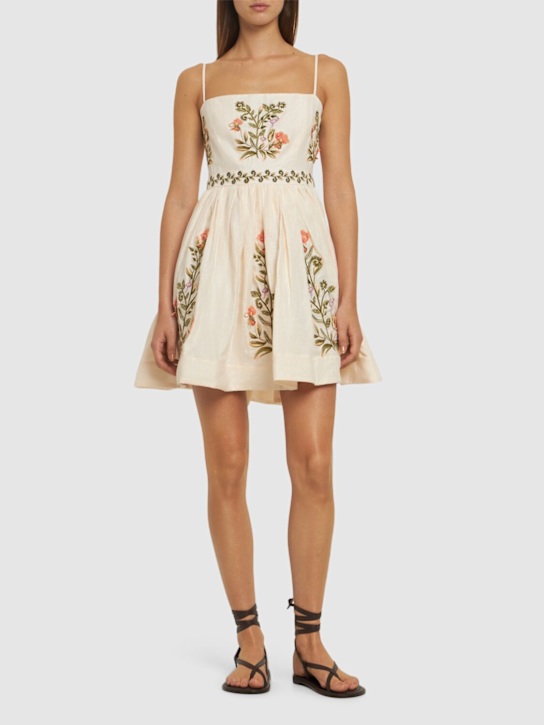 Agua By Agua Bendita: Sapucai flowers linen mini dress - women_1 | Luisa Via Roma