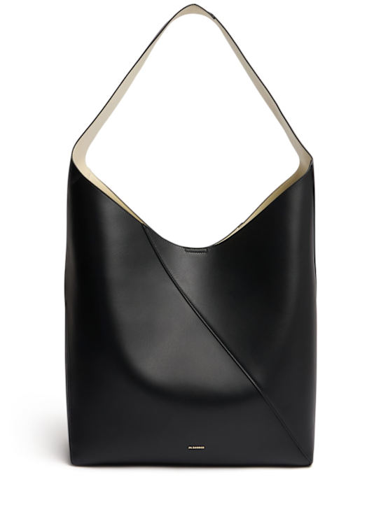 Jil Sander: Large Vertigo smooth leather hobo bag - women_0 | Luisa Via Roma