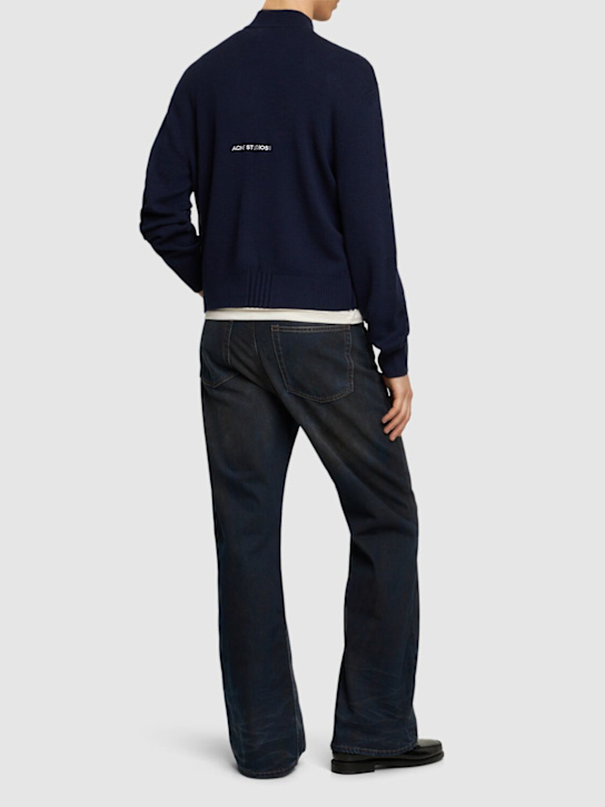 Acne Studios: Logo vintage wool blend zip sweater - men_1 | Luisa Via Roma