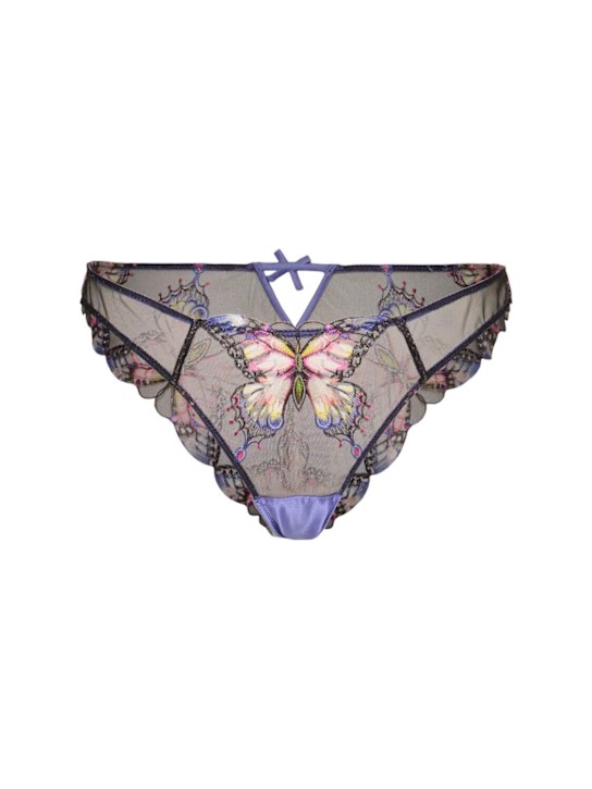 Fleur Du Mal: Butterfly embroidered cheeky briefs - women_0 | Luisa Via Roma
