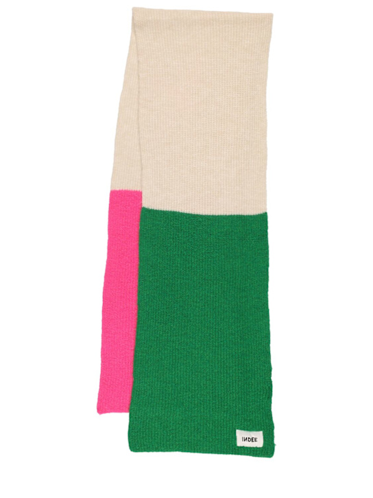 INDEE: Color block acrylic blend knit scarf - Beyaz - kids-girls_0 | Luisa Via Roma