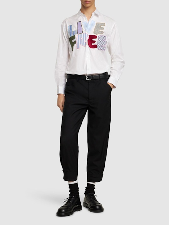 Comme des Garçons Shirt: Live Free cotton poplin shirt - men_1 | Luisa Via Roma