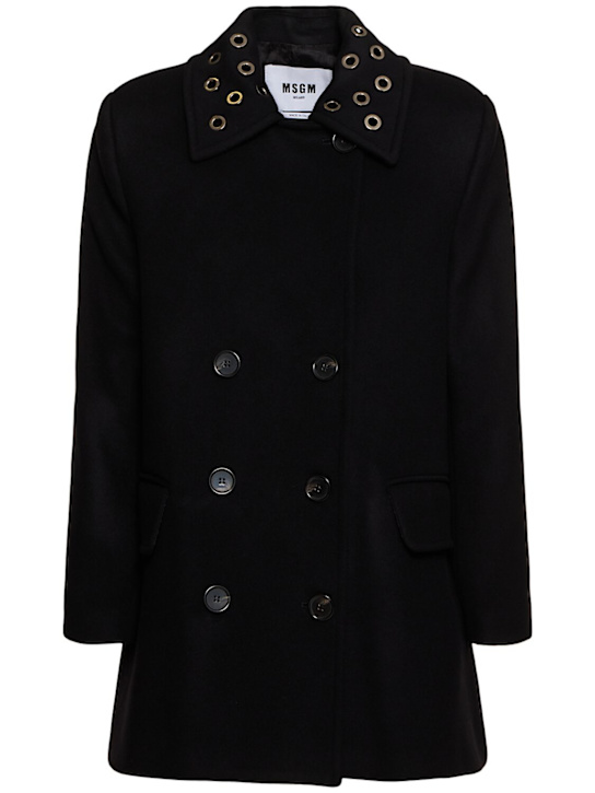 MSGM: Wool blend felt embellished short coat - women_0 | Luisa Via Roma