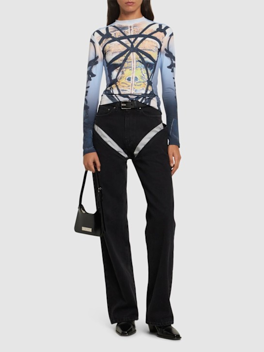 Y/PROJECT: Bondage print jersey fitted top - Multicolor - women_1 | Luisa Via Roma