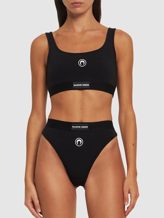 Marine Serre: Moon logo stretch jersey sport bra - women_1 | Luisa Via Roma