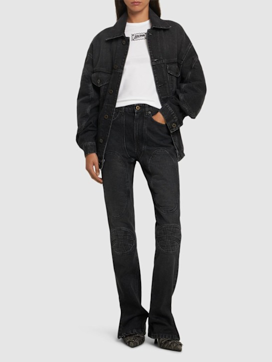 High rise denim straight jeans - Thumbnail 2