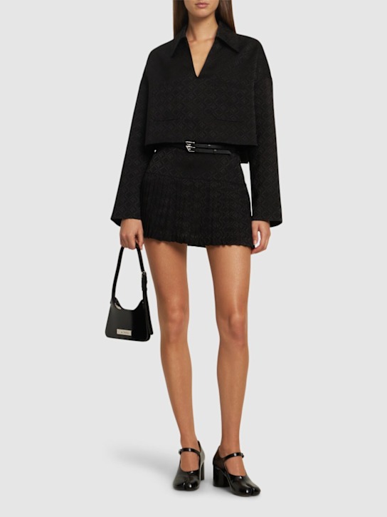 Marine Serre: Moon diamond jacquard polo crop shirt - women_1 | Luisa Via Roma