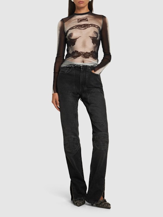 Body lace mariniere printed mesh top - Thumbnail 2