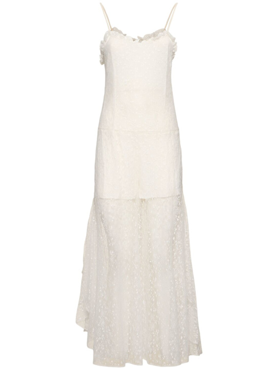 Chloé: Floral lace embroidered midi dress - women_0 | Luisa Via Roma